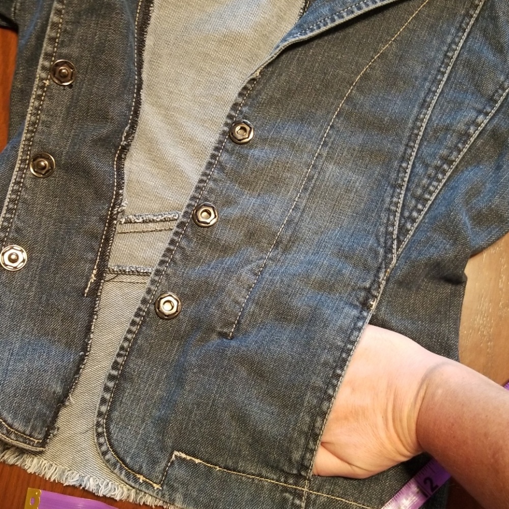 Blue Asphalt back fringe jean jacket t126:7:918 - Picture 6 of 8
